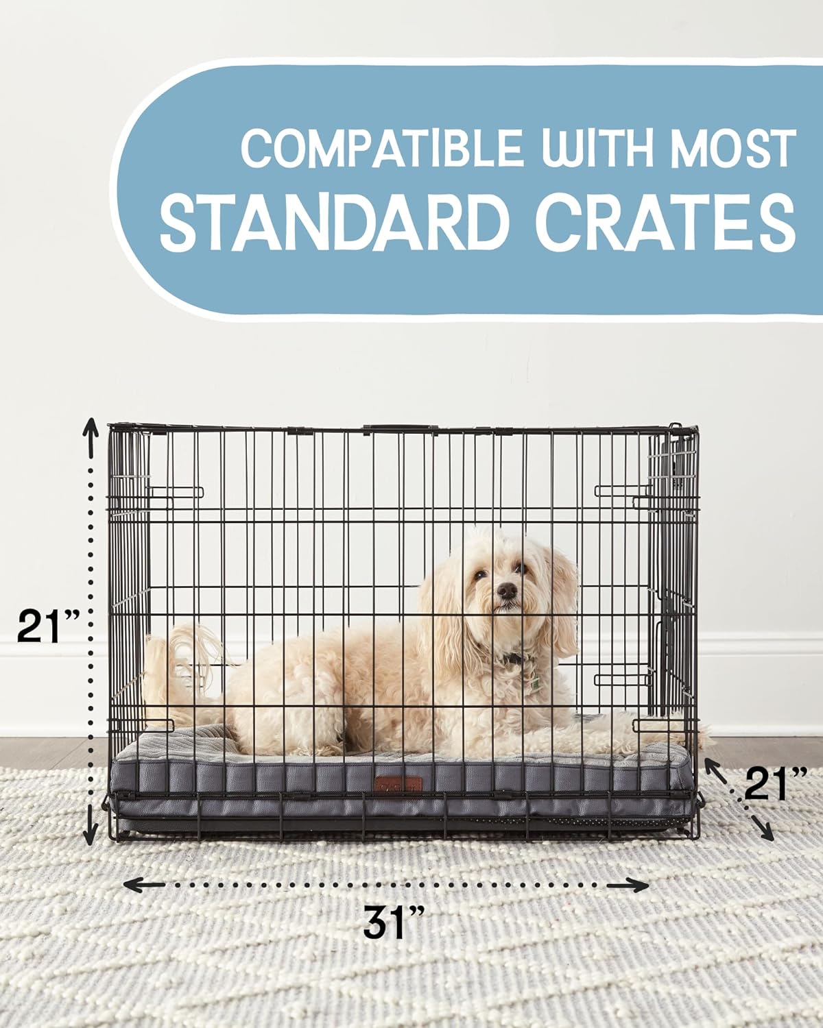 Dog Bed with Egg Crate Foam| Medium (30 x 20 x 3 Inch)|Gray|OhGeni - aborderproducts