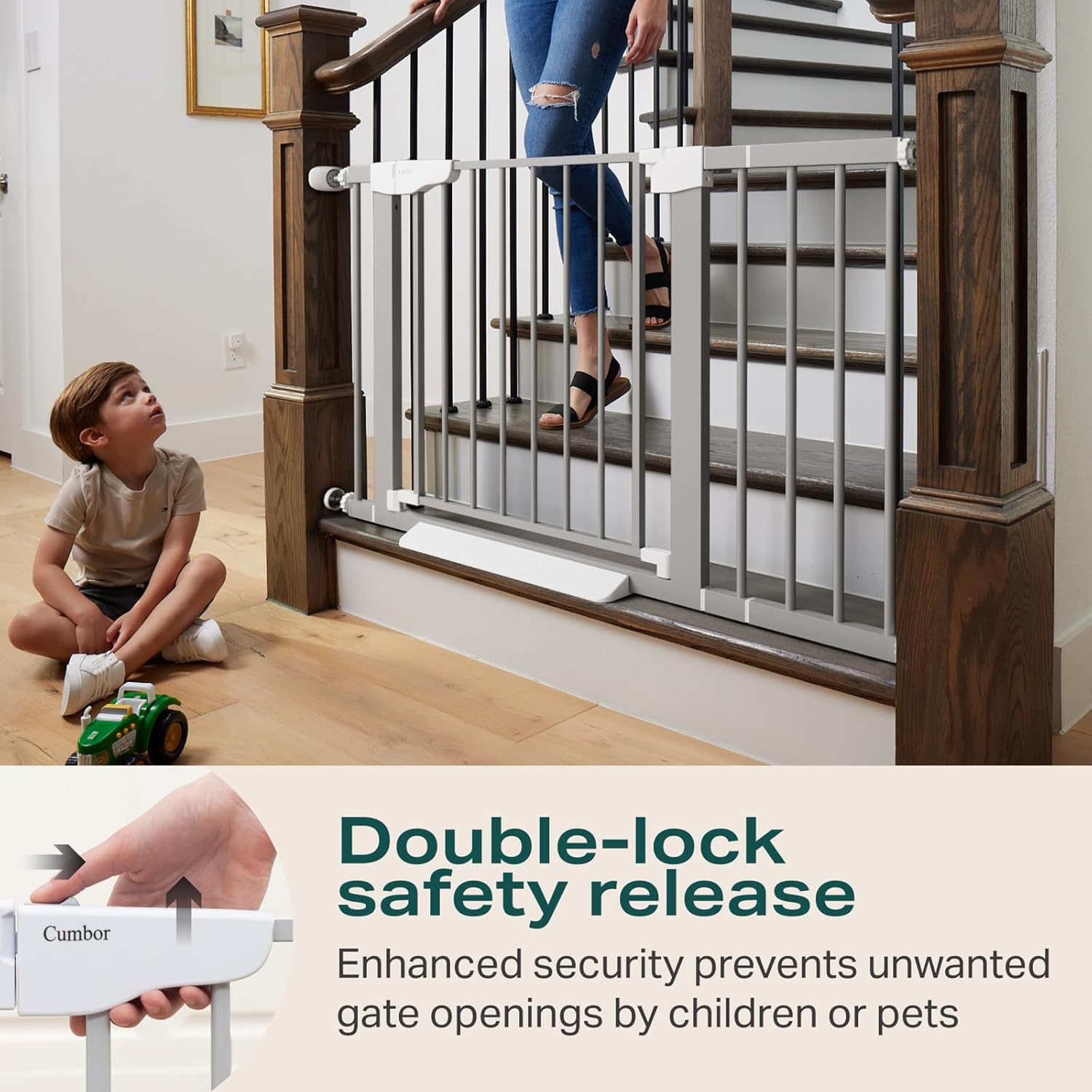 Cumbor | Safety Gate | 29.7-46"W x 30.5"H | Gray - aborderproducts