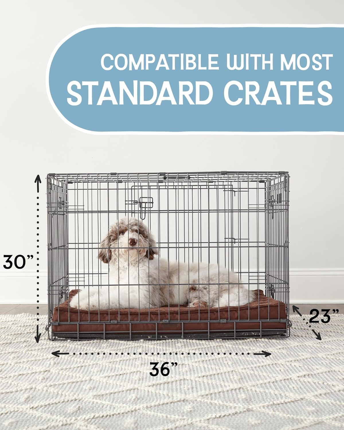 Dog Bed with Egg Crate Foam| Large (35 x 22 x 3.5 Inch)|Brown|OhGeni - aborderproducts