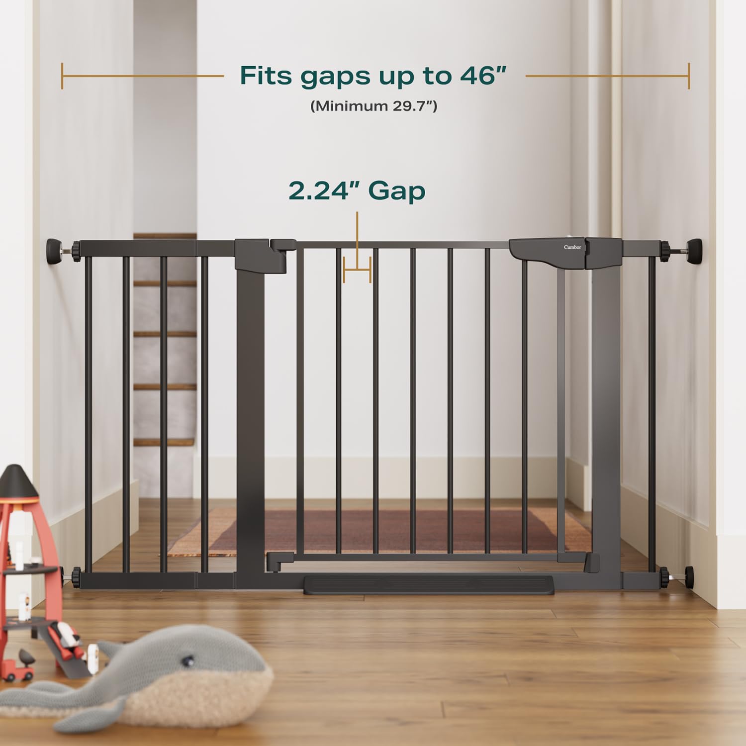 Cumbor | Safety Gate | 29.7-46"W x 30.5"H | Black - aborderproducts