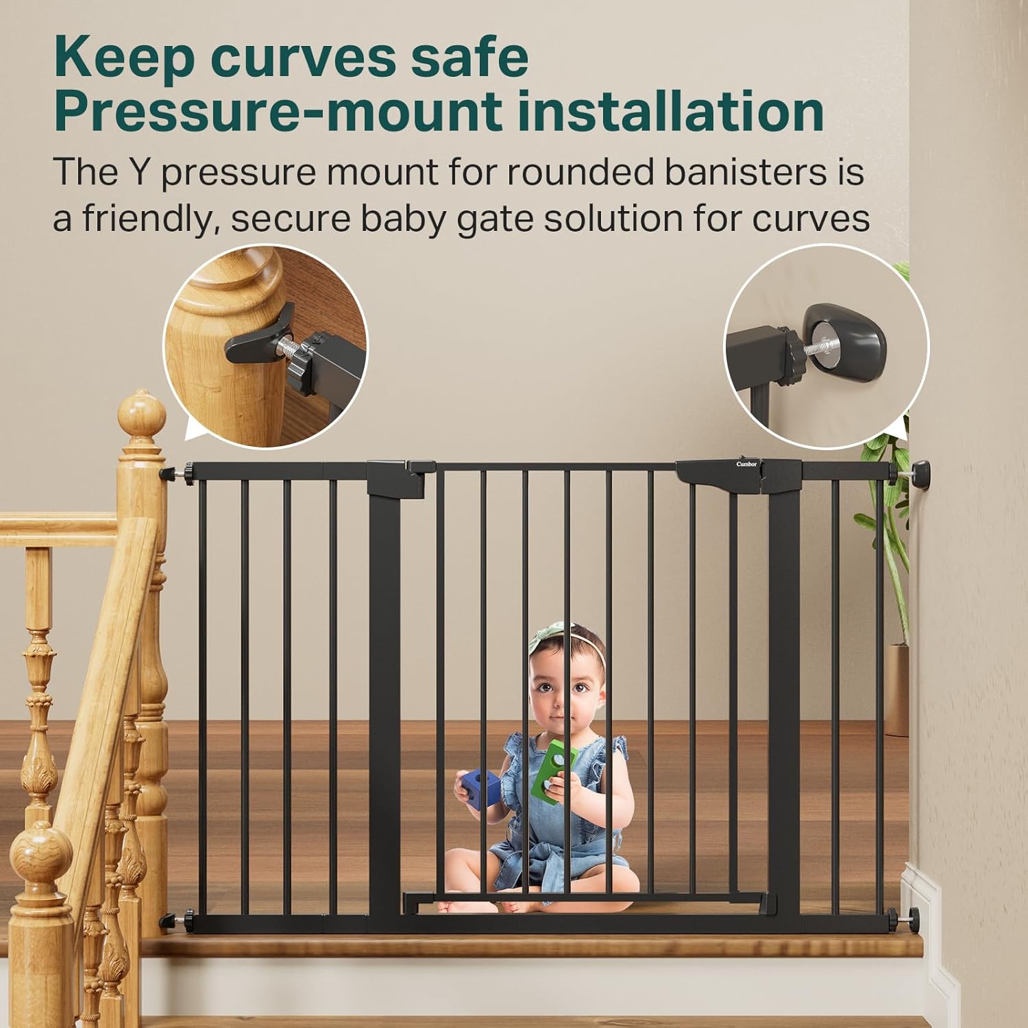 Cumbor | Safety Gate | 29.7-48"W x 30.5"H | Black - aborderproducts