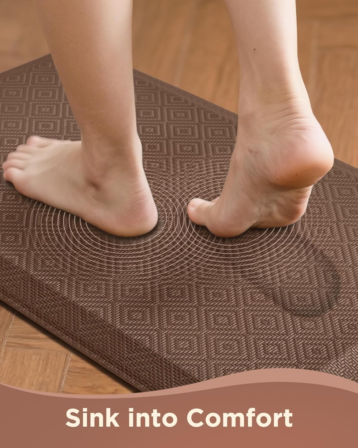 Ophanie | Anti Fatigue Standing Cushioned Mat | 24'' x 70'' | Brown