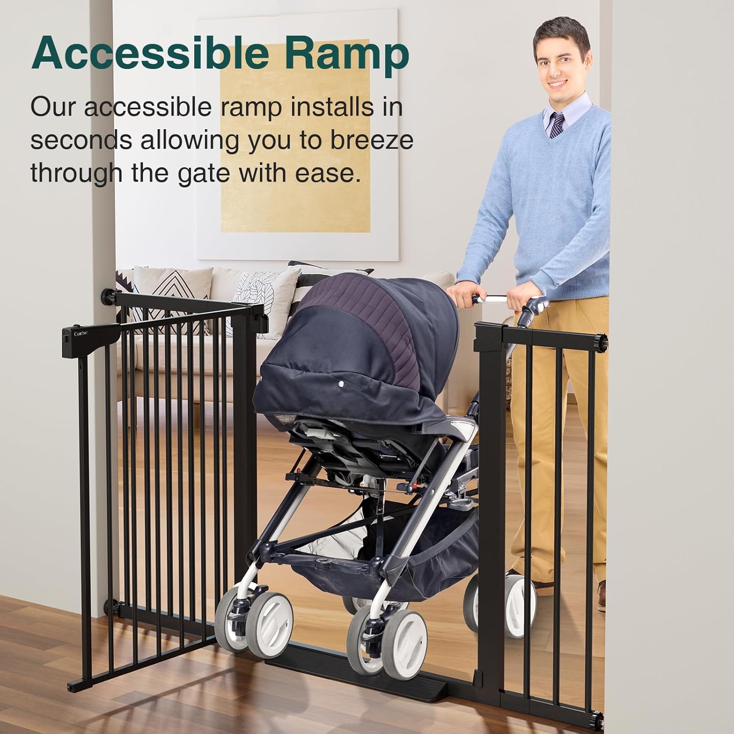 CUMBOR | SAFETY GATE | 29.7-54.2 x 30.5" | BLACK - aborderproducts