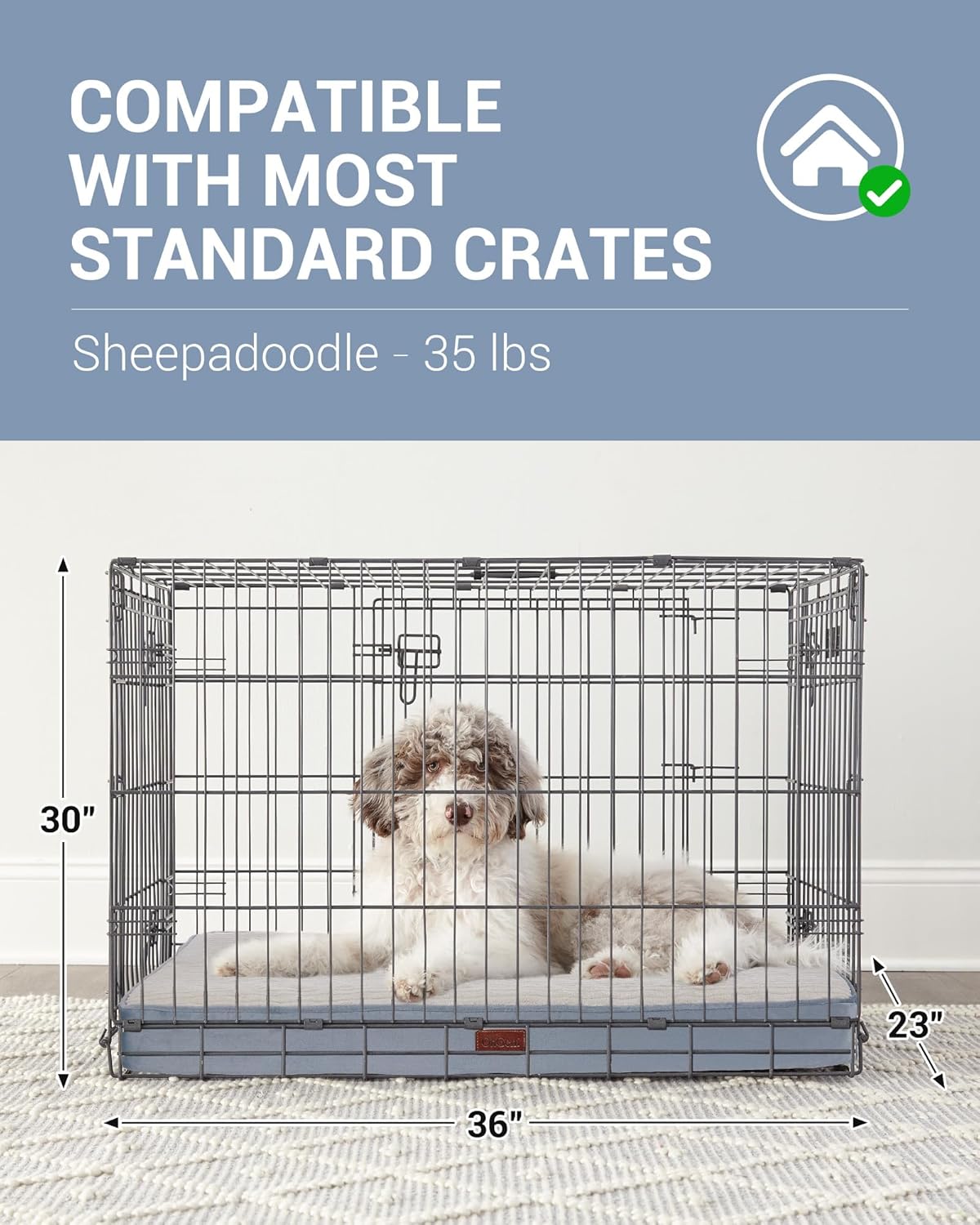 OhGeni | Dog Bed | 35 Inch | Spa Blue - aborderproducts