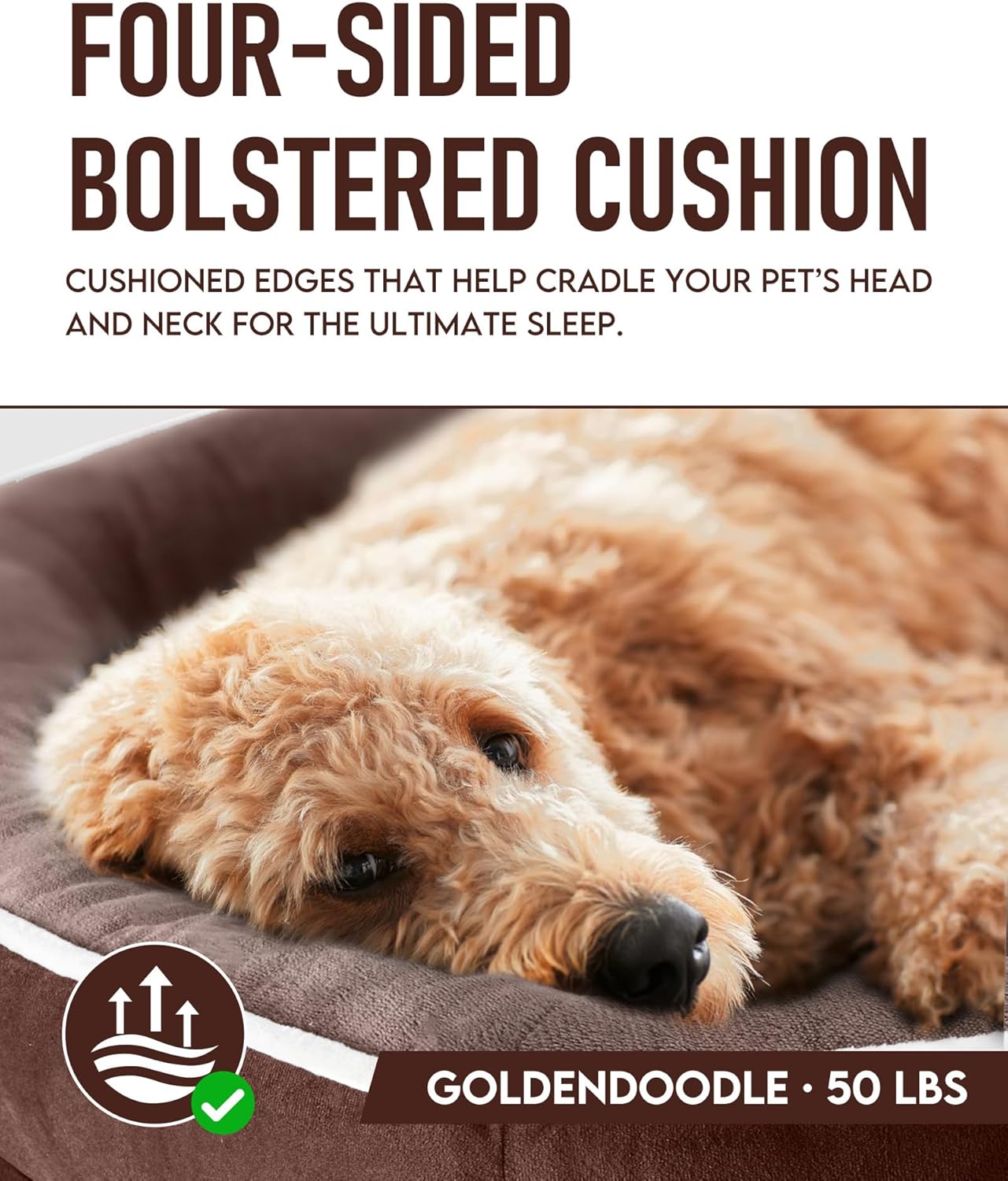 OhGeni Orthopedic Couch Dog Bed | X-Large (42 x 31 x 7 Inch) | Brown - aborderproducts