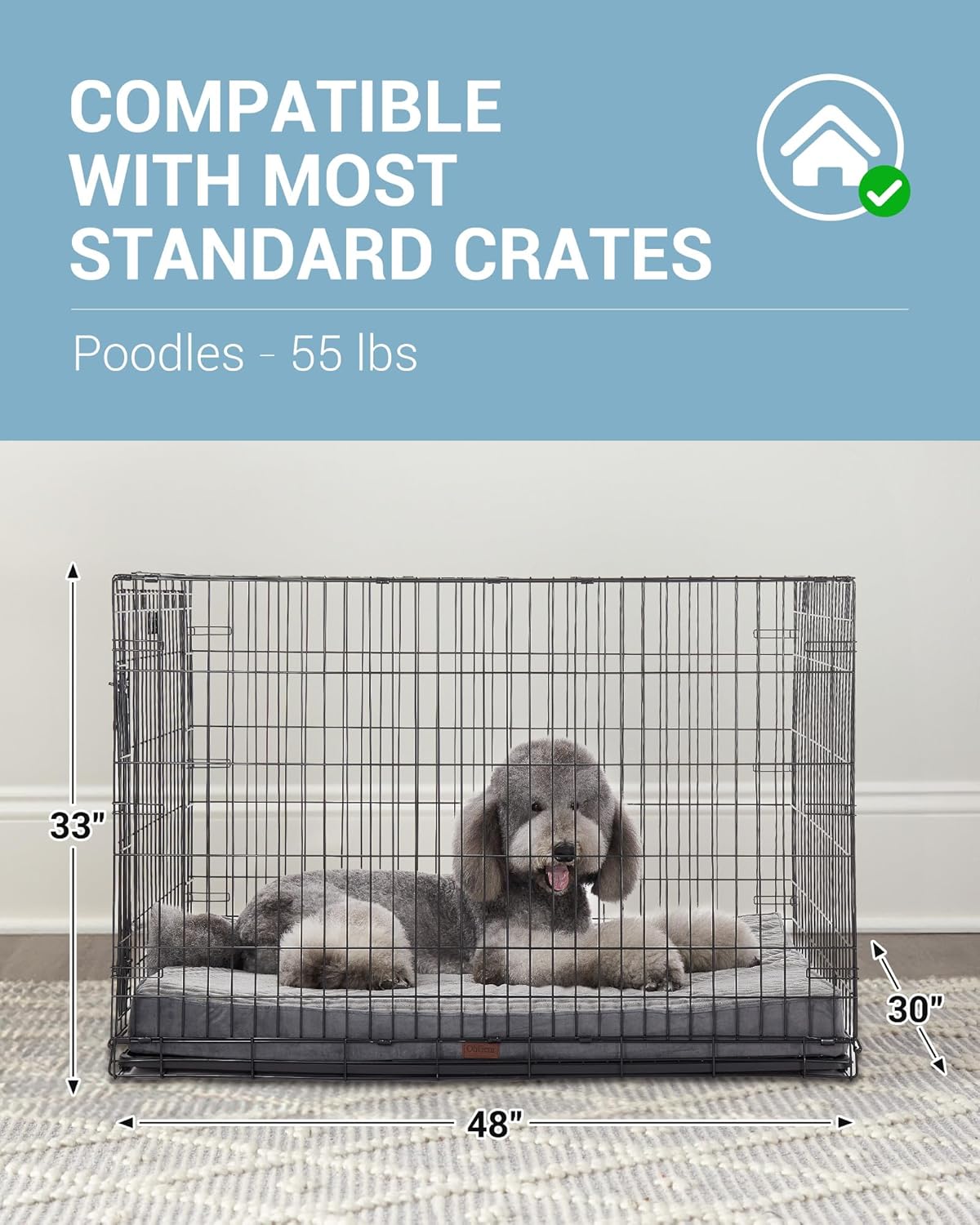 OhGeni | Dog Bed | 47 Inch | Gray - aborderproducts