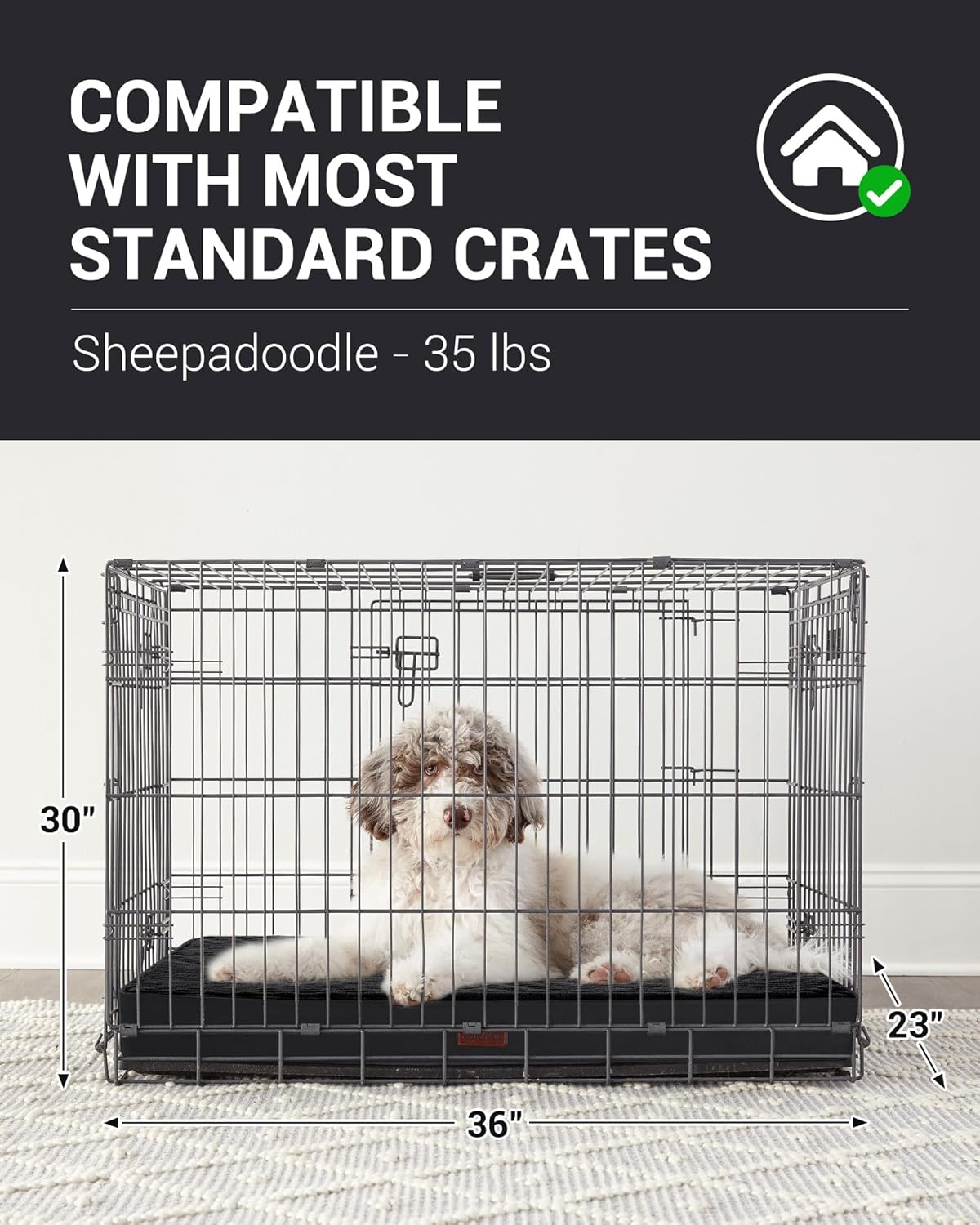 OhGeni | Dog Bed | 35 Inch | Black - aborderproducts