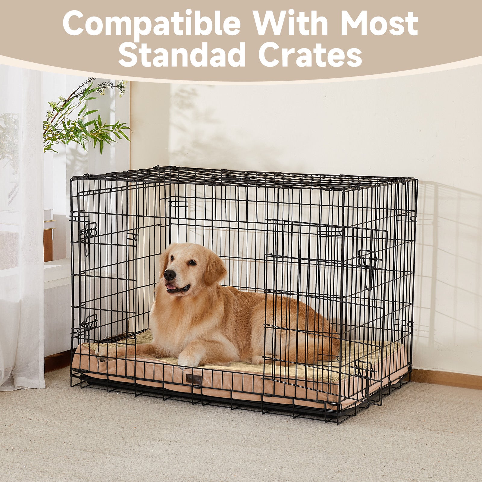 OhGeni | Orthopedic Waterproof & Machine Washable Dog Bed | 41 Inches | Khaki