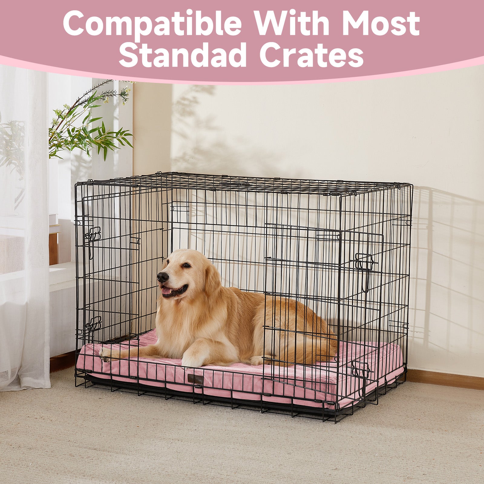OhGeni | Orthopedic Waterproof & Machine Washable Dog Bed | 41 Inches | Pink