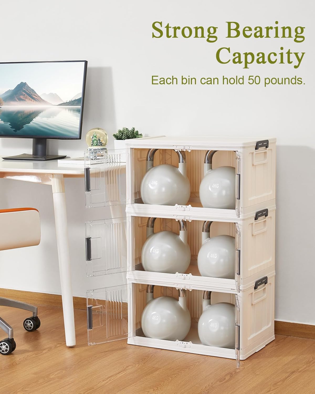OlarHike | Storage Bins | 48QT | 3 Pack | Warm Gray - aborderproducts