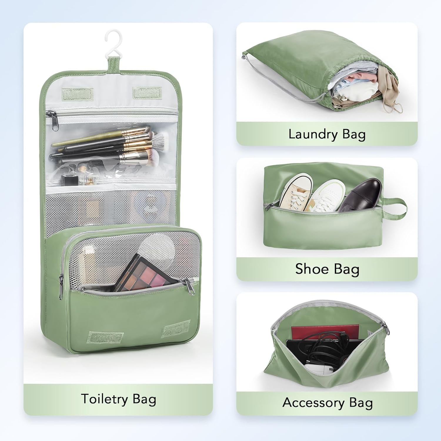 OlarHike | Compression Packing Cubes | 10 Sets | Matcha Green - aborderproducts