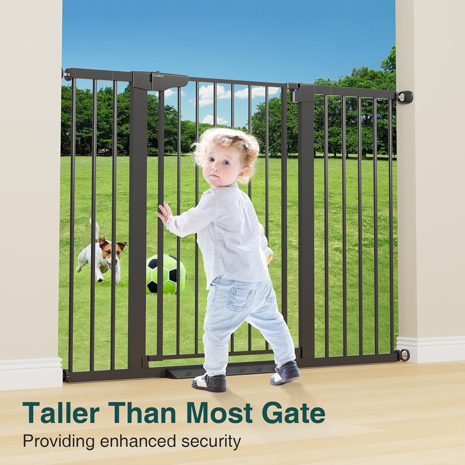 CUMBOR | SAFETY GATE | 29.7-54.2"W x 36"H | BLACK - aborderproducts