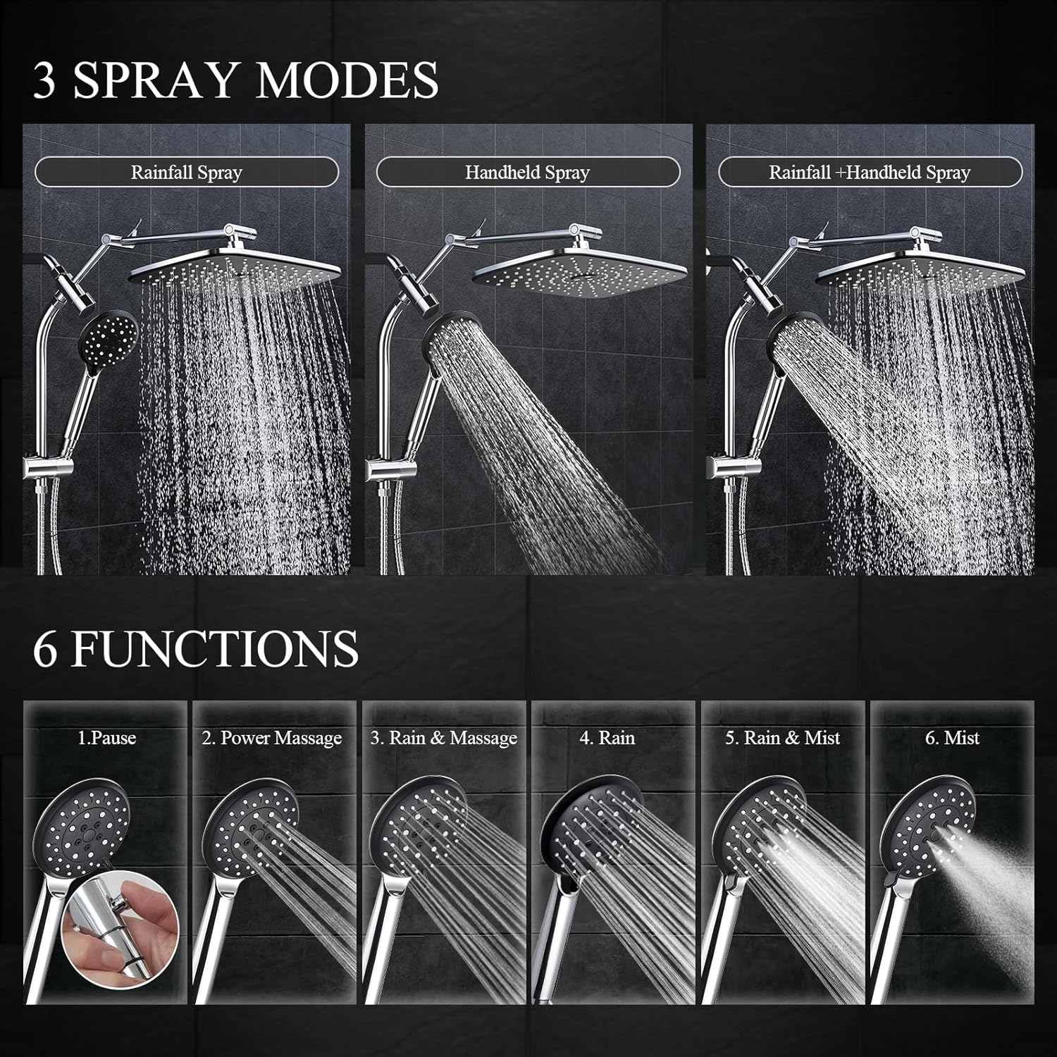 Veken | Shower Head Combo | 11.8 Inch | Silver Chrome - aborderproducts