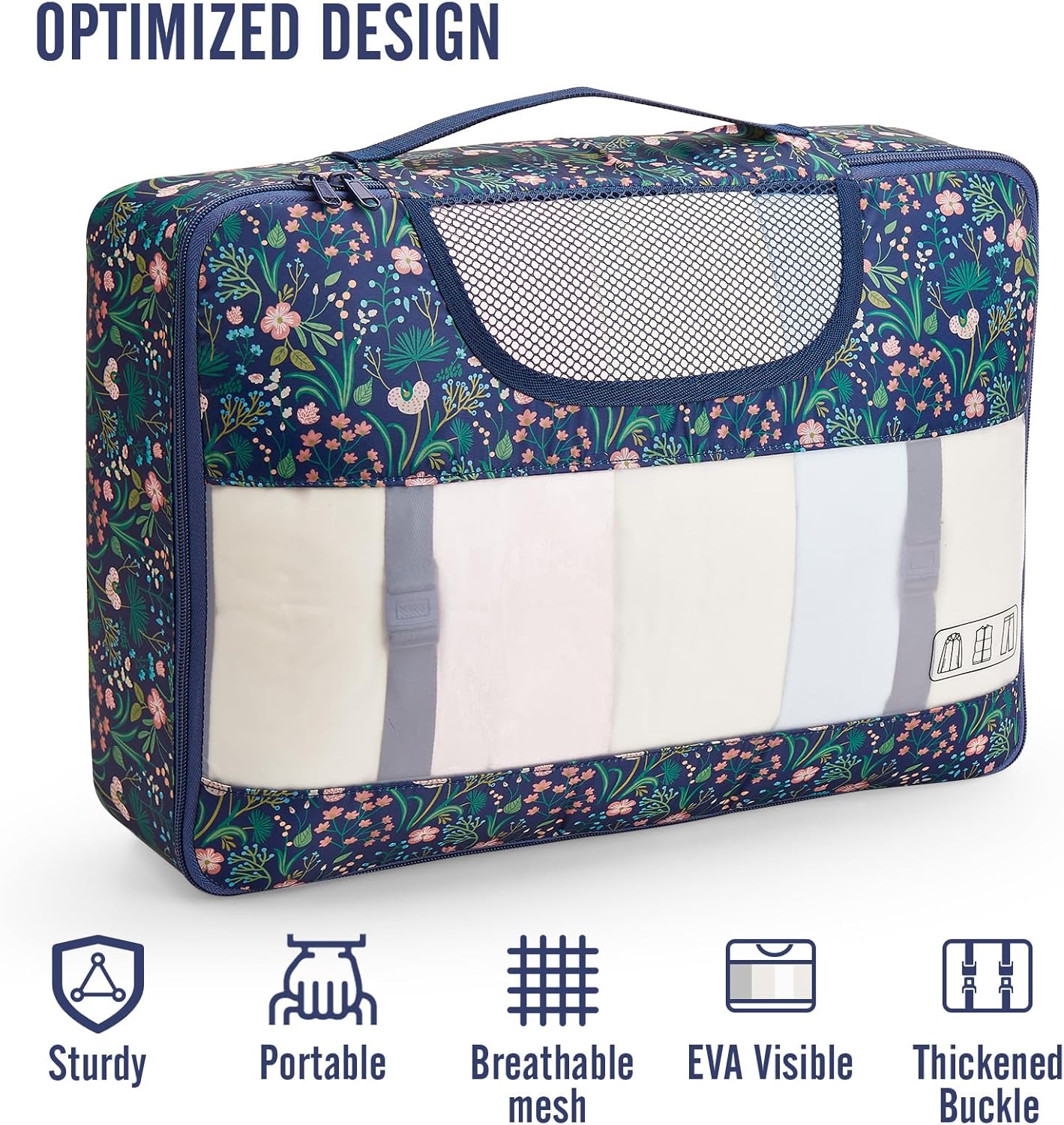 Veken | 10 Set | Packing Cube | Garden Navy Floral - aborderproducts