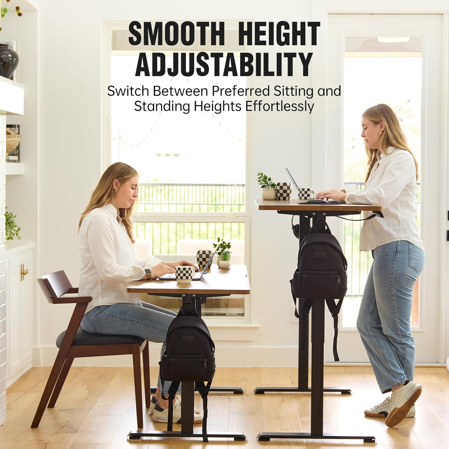 Veken | Electric Standing Desk | 39.4 Inch | Brown - aborderproducts