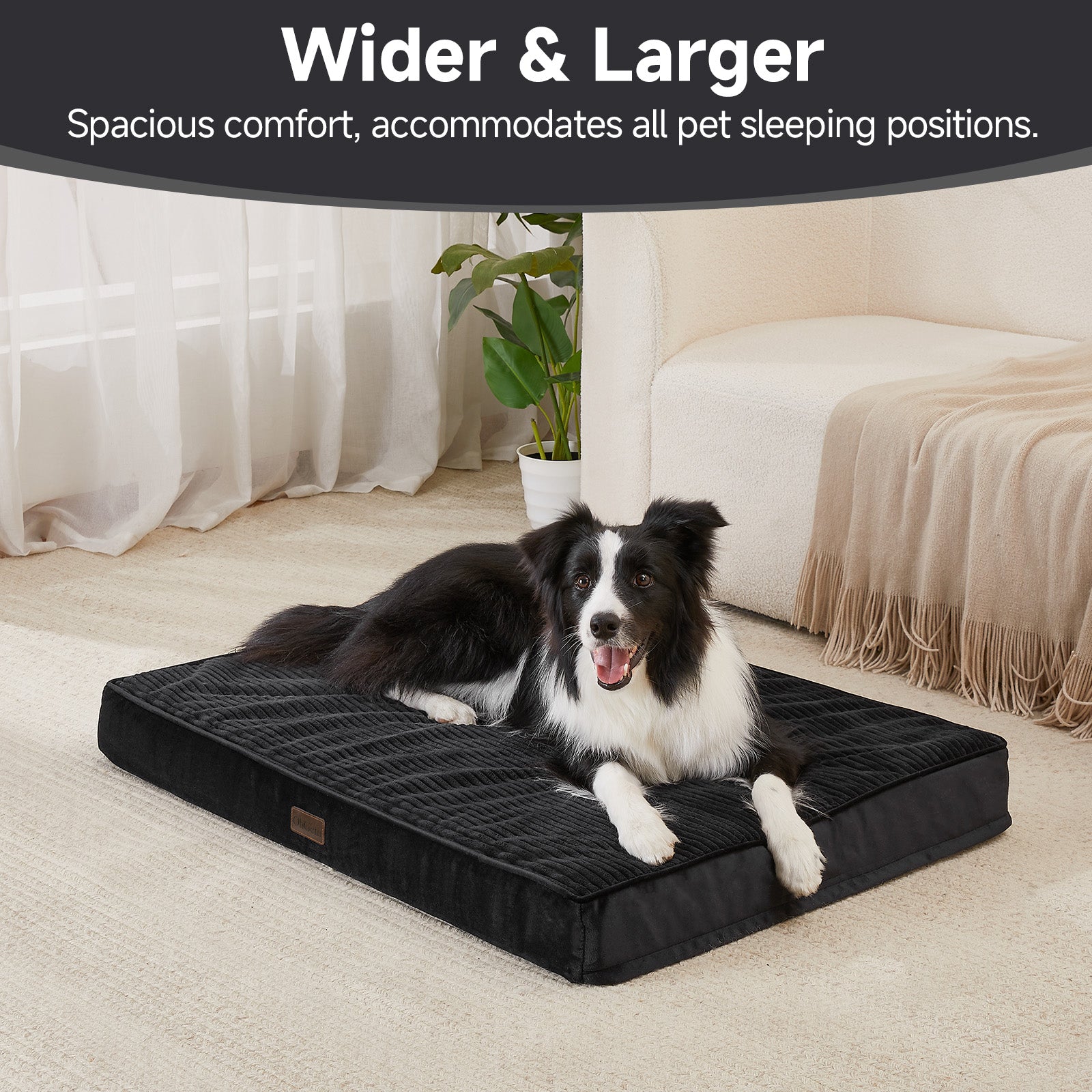 OhGeni| Orthopedic Waterproof & Machine Washable Dog Bed | 36 Inches | Black