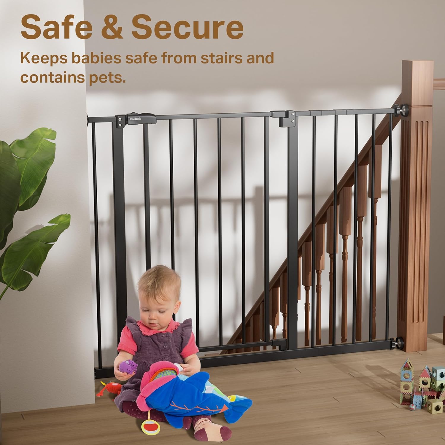 InnoTruth | Baby Gate | 28.9-42.1" | 30" Tall | Black - aborderproducts