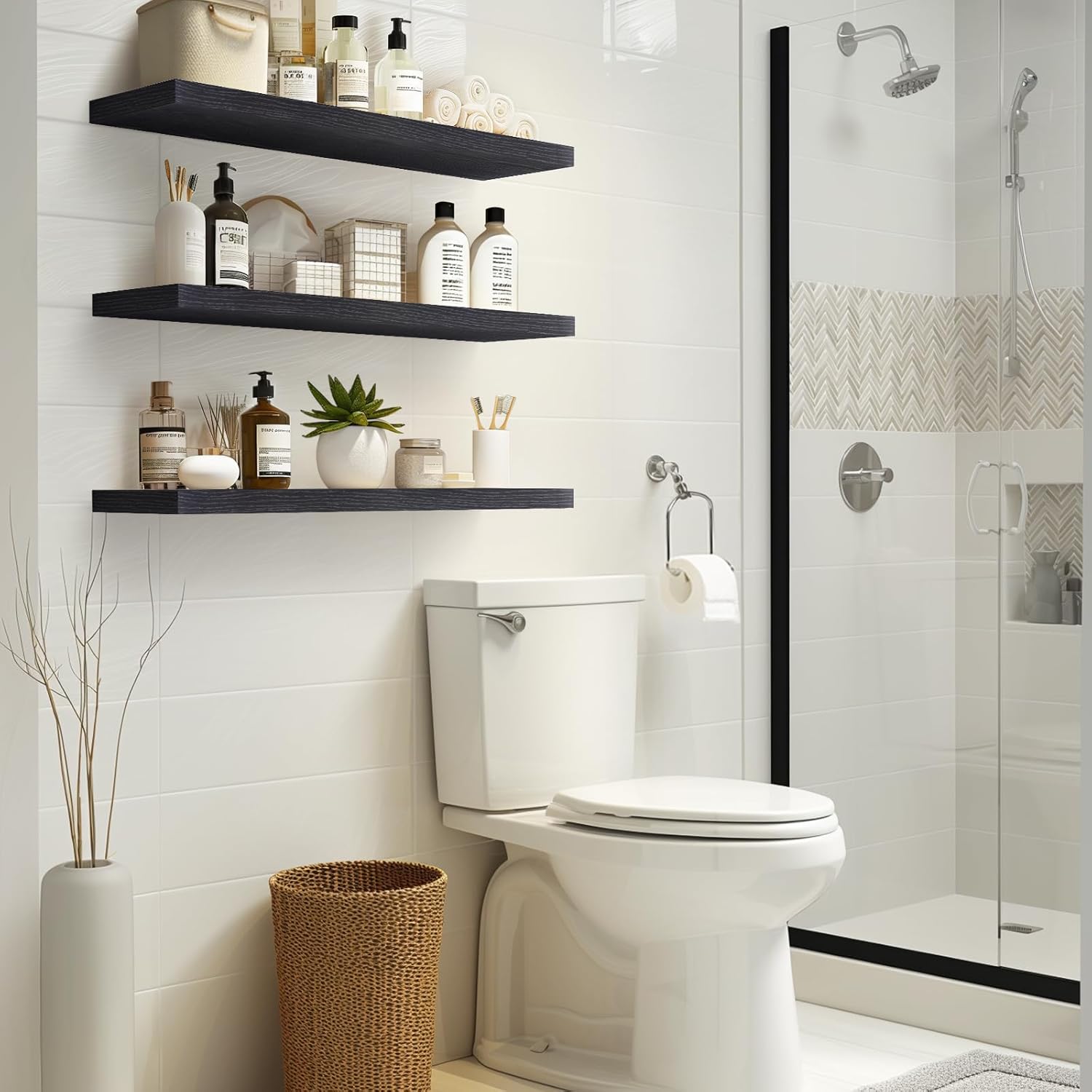 BAYKA | Floating Shelves | 36 inches | 3-Pack | Black - aborderproducts