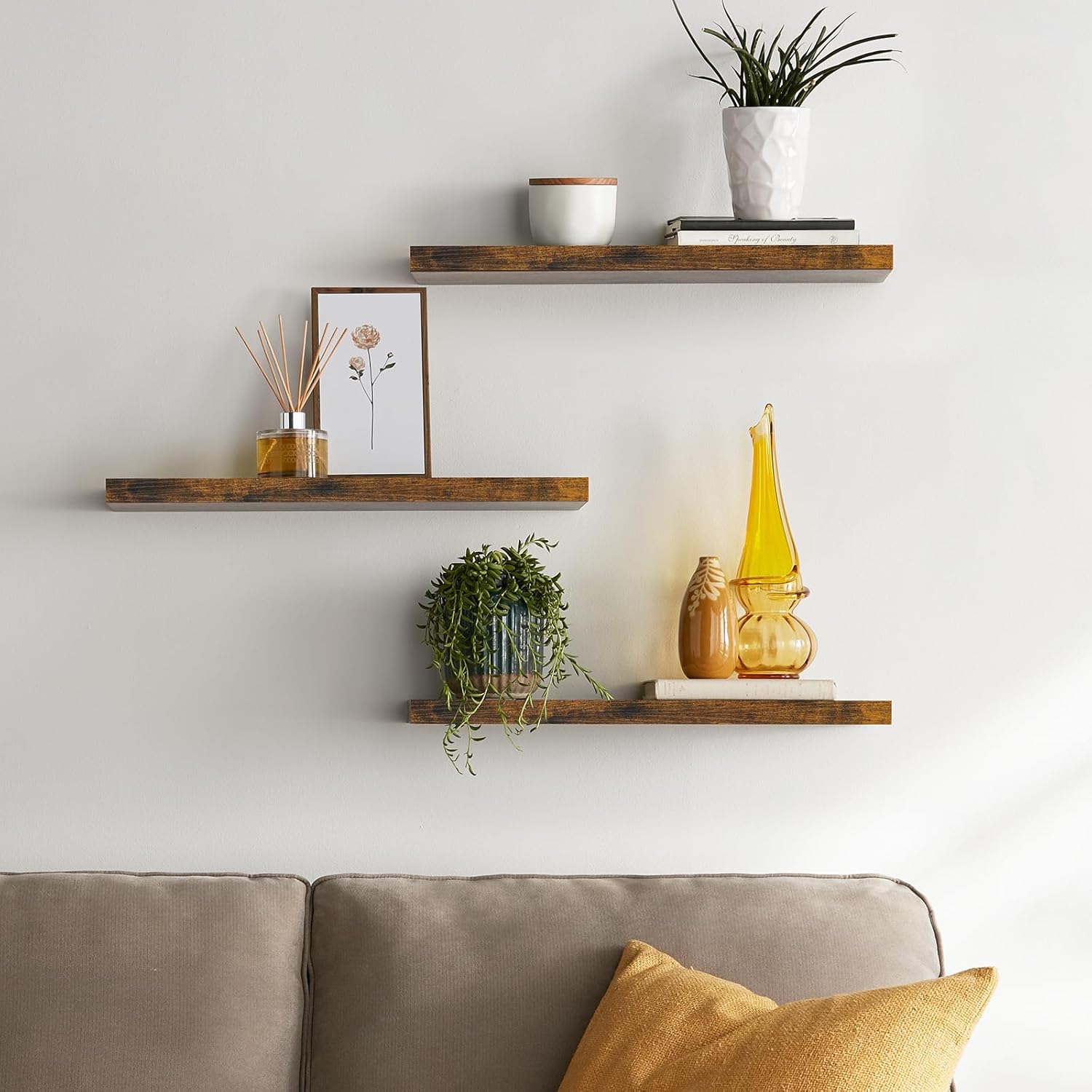 BAYKA | Floating Shelves | 22.5 inches | 3 Piece | Rustic Brown - aborderproducts