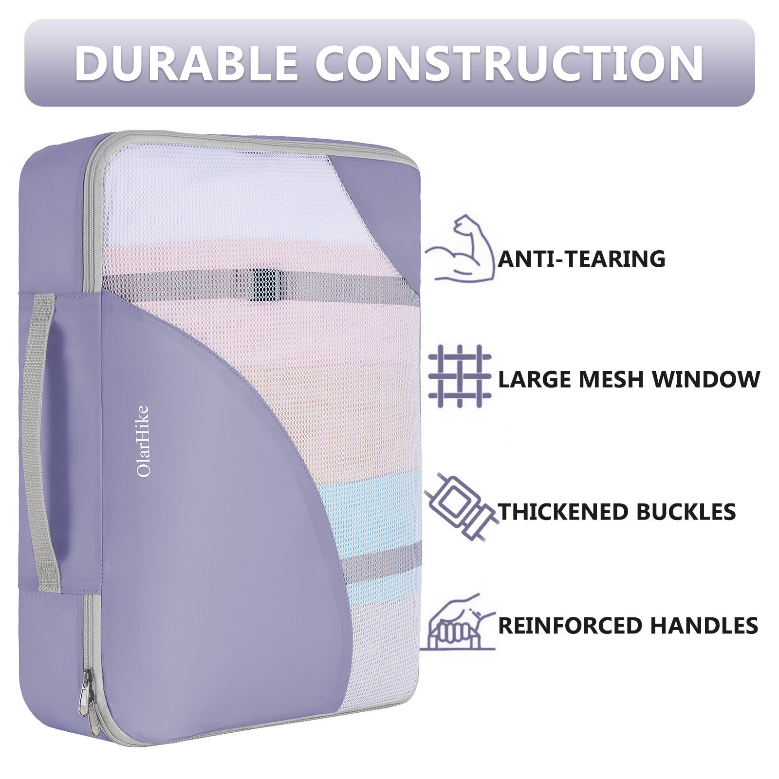 OlarHike | Packing Cubes | 8 Set (Short-Term Trip) | Purple Gray - aborderproducts
