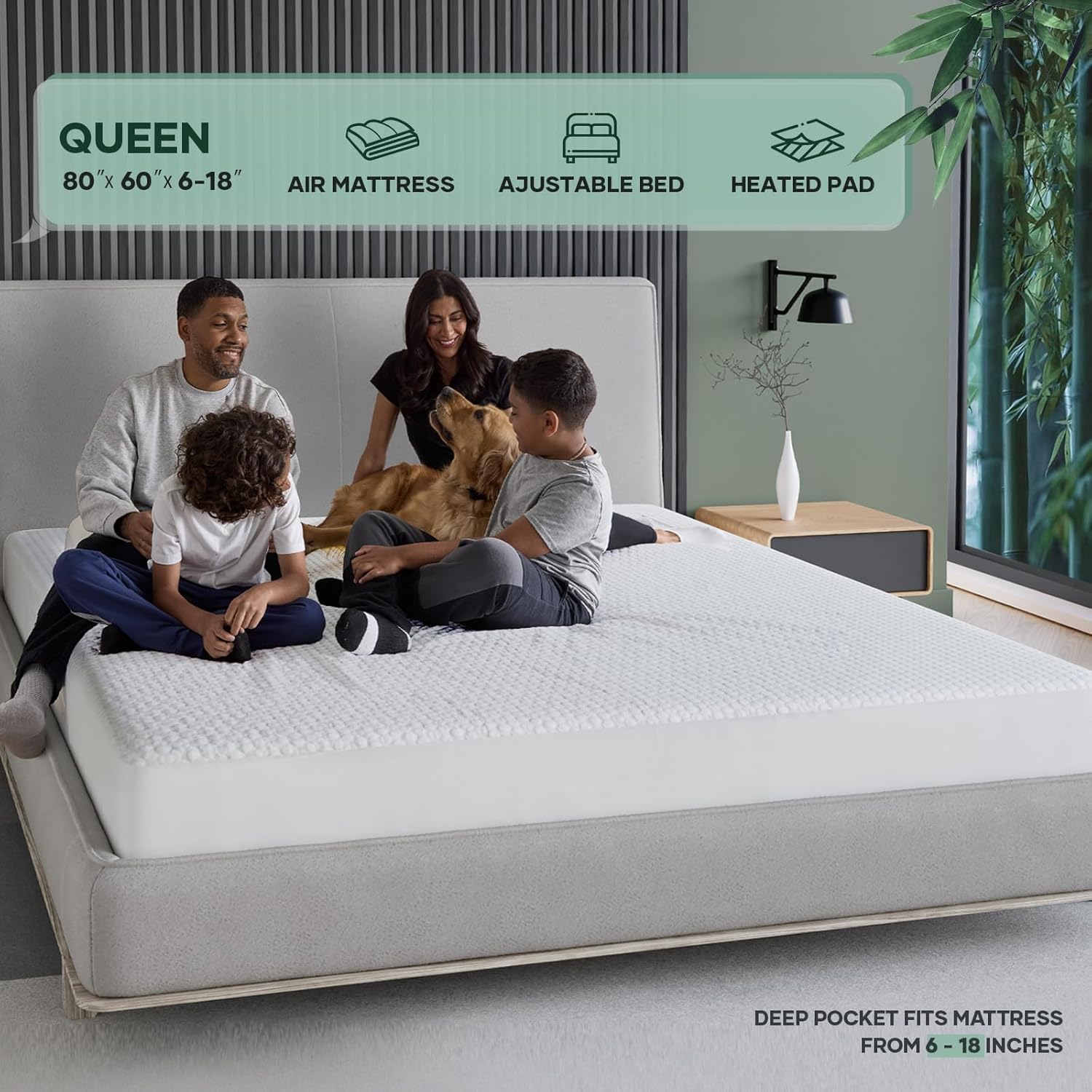 OhGeni | Waterproof Mattress Protector | Queen Size | White - aborderproducts