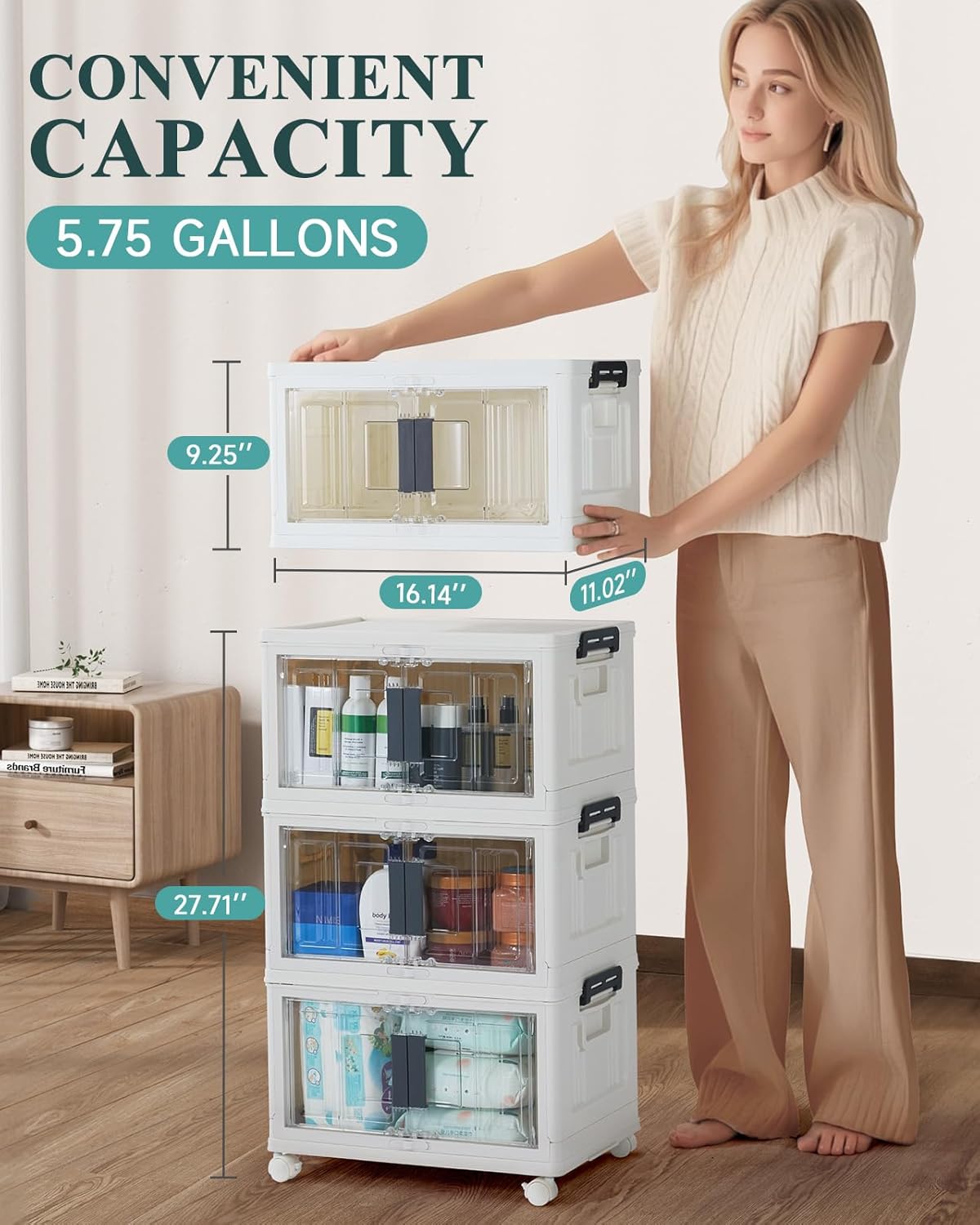 OlarHike | Stackable Storage Bin | 23QT | 3 Pack Cubes - aborderproducts