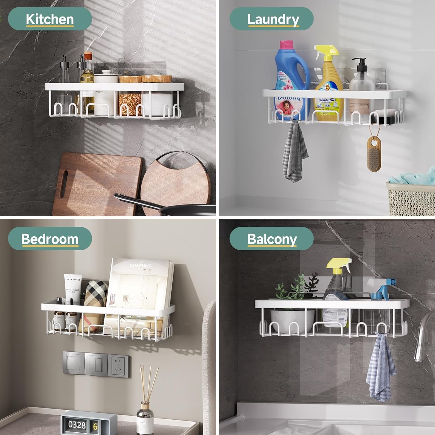 Veken | Shower Caddy | 5-Pack | White - aborderproducts