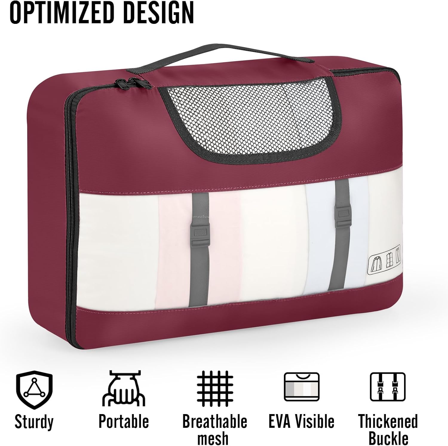 Veken | 10 Set | Packing Cube | Ruby Wine - aborderproducts