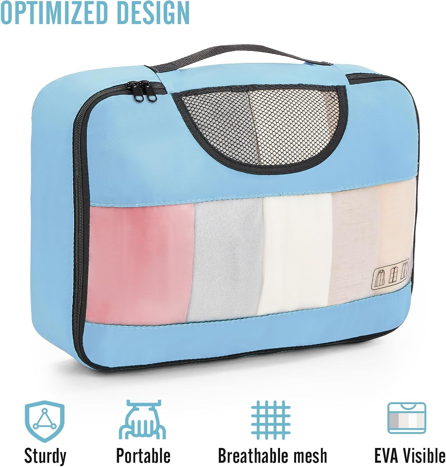 Veken | Packing Cubes | 8 Set | Light Blue - aborderproducts