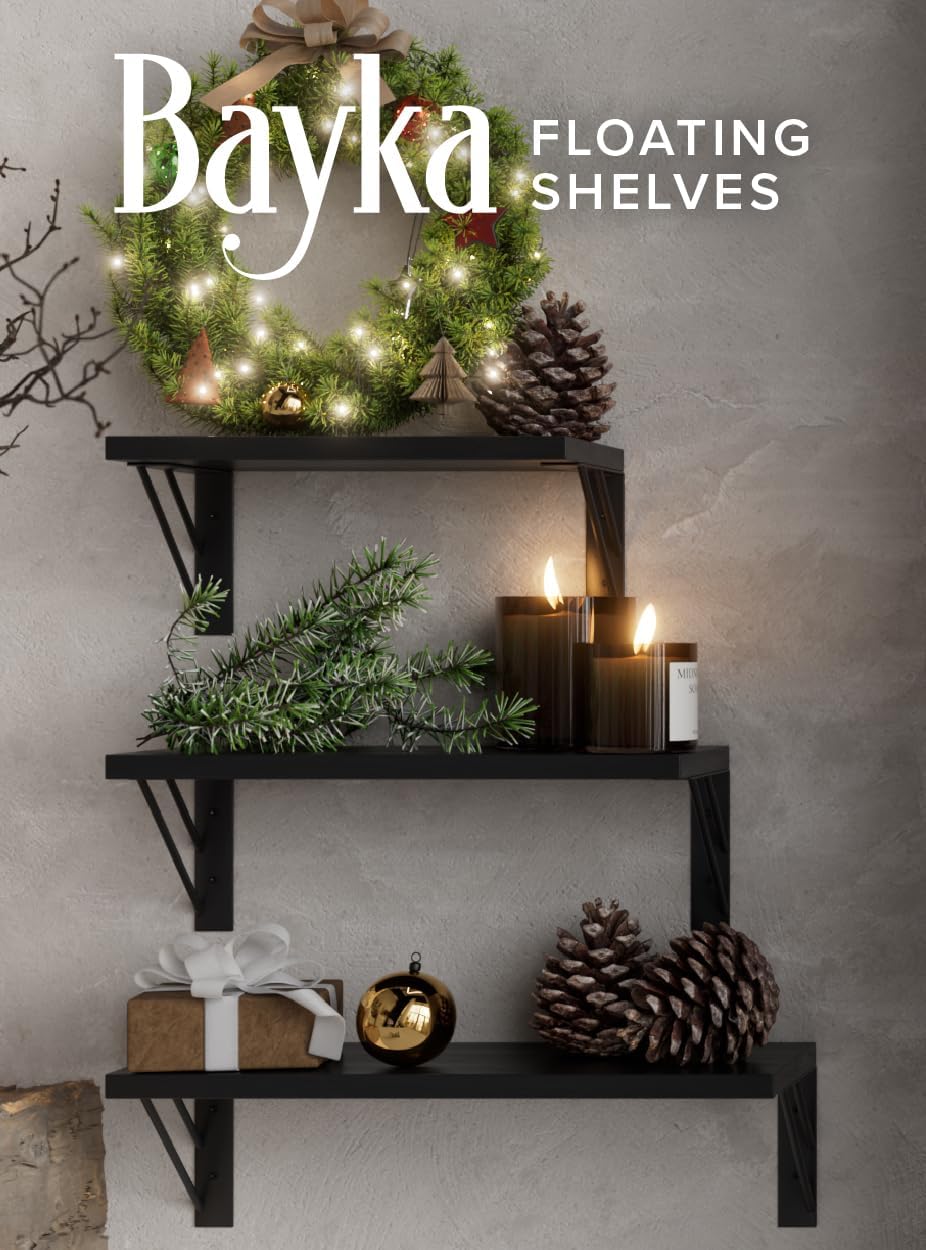 BAYKA | Floating Shelves | Set of 4 | Black - aborderproducts