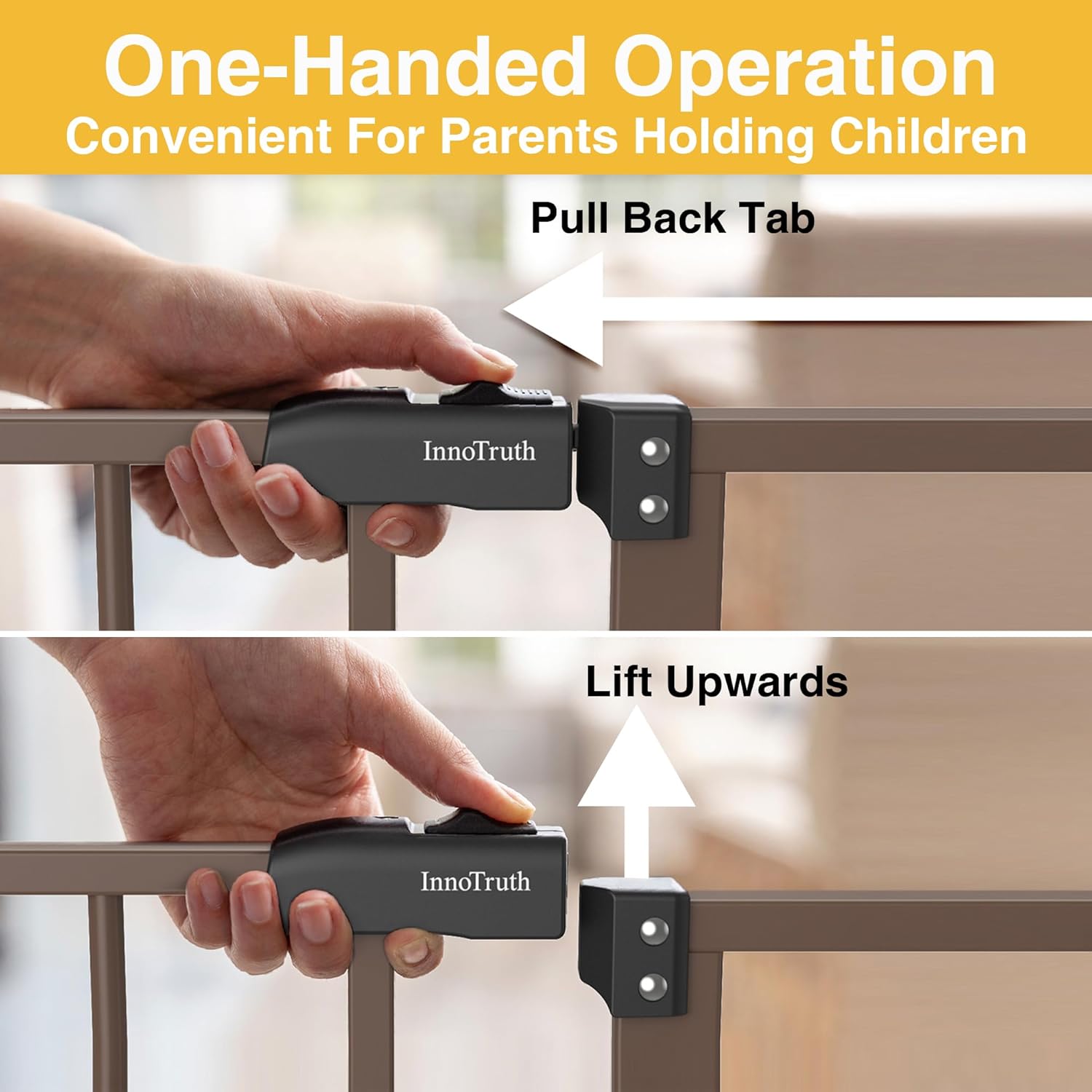 InnoTruth | Baby Gate | 28.9-49"W x 30"H | Brown - aborderproducts