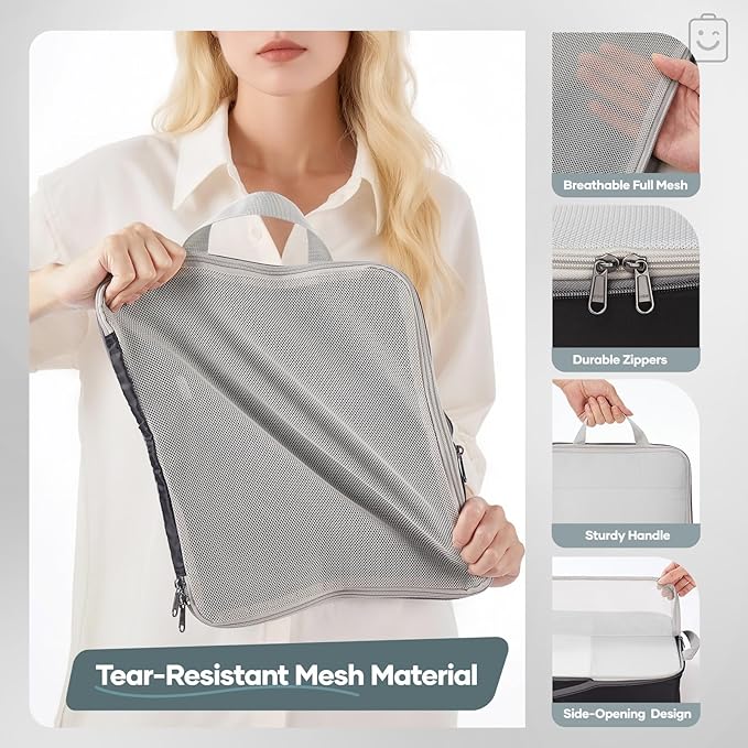 Veken 9-Piece Set Compression Organizer (Black) - aborderproducts