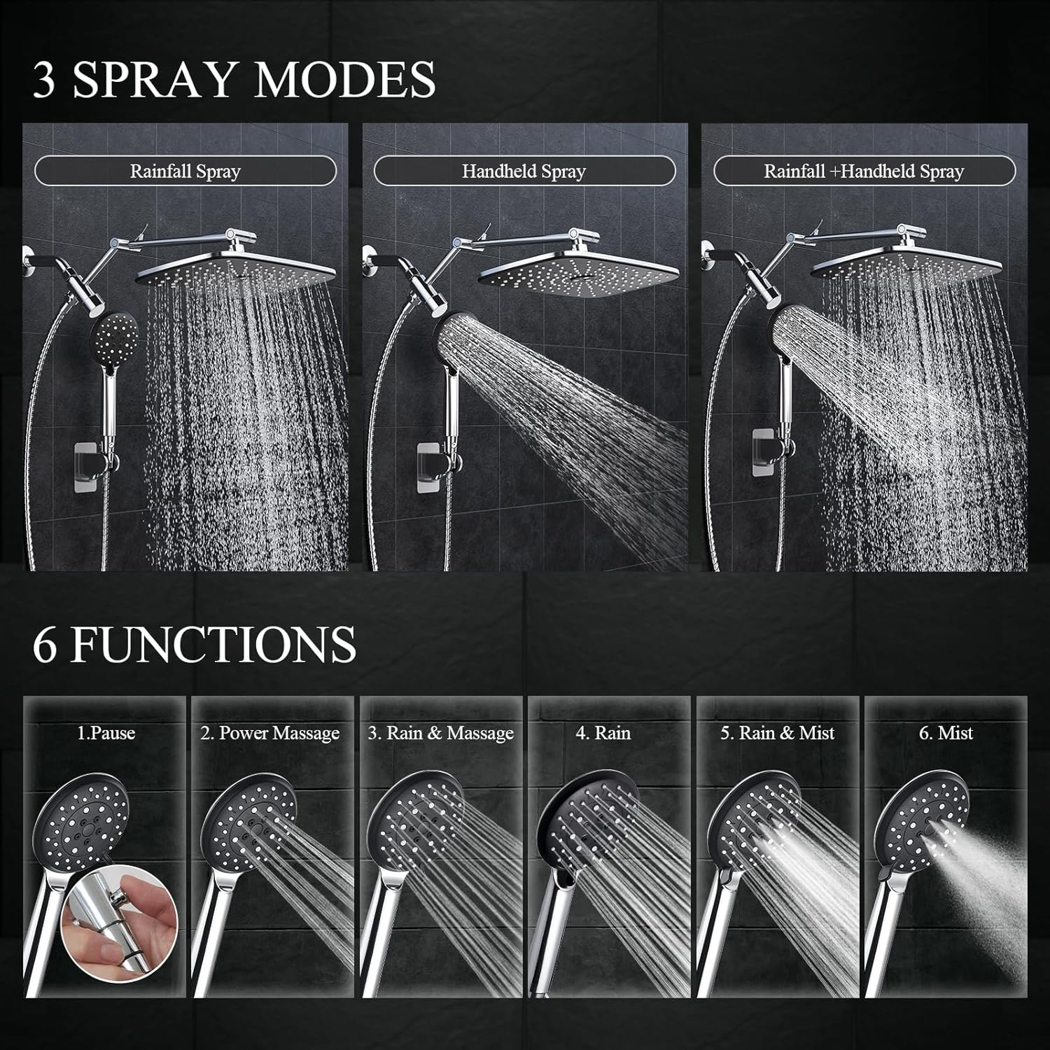 Veken | Shower Head Combo | 11.8 Inch | 1.8gpm | Chrome - aborderproducts