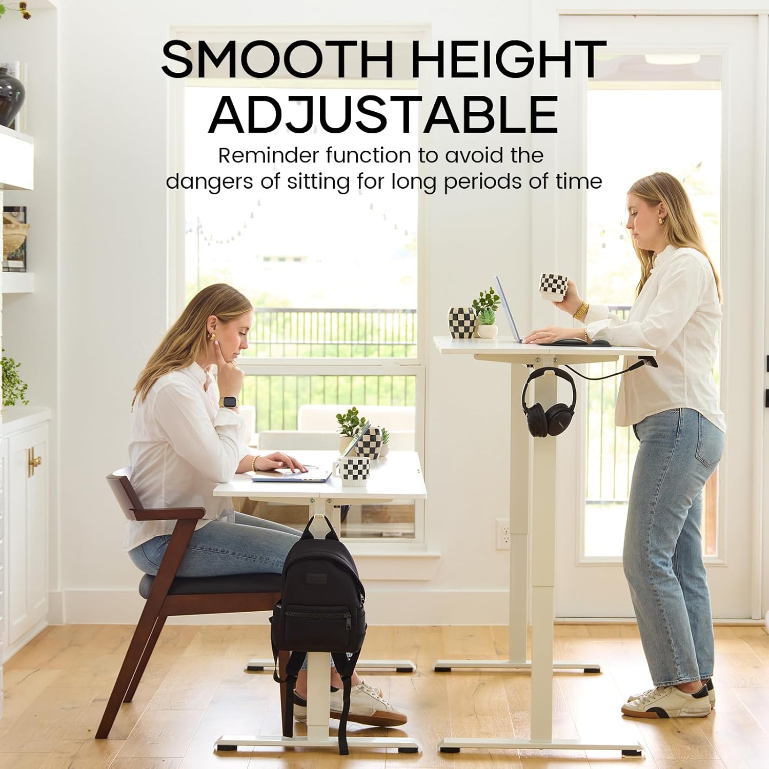 Veken | Electric Standing Desk | 48 Inch | White - aborderproducts