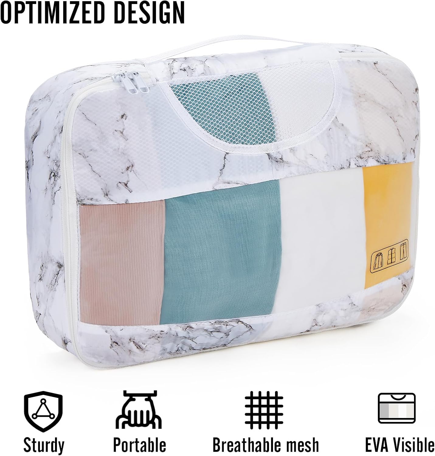 Veken | Packing Cubes | 8 Set | White Marble - aborderproducts