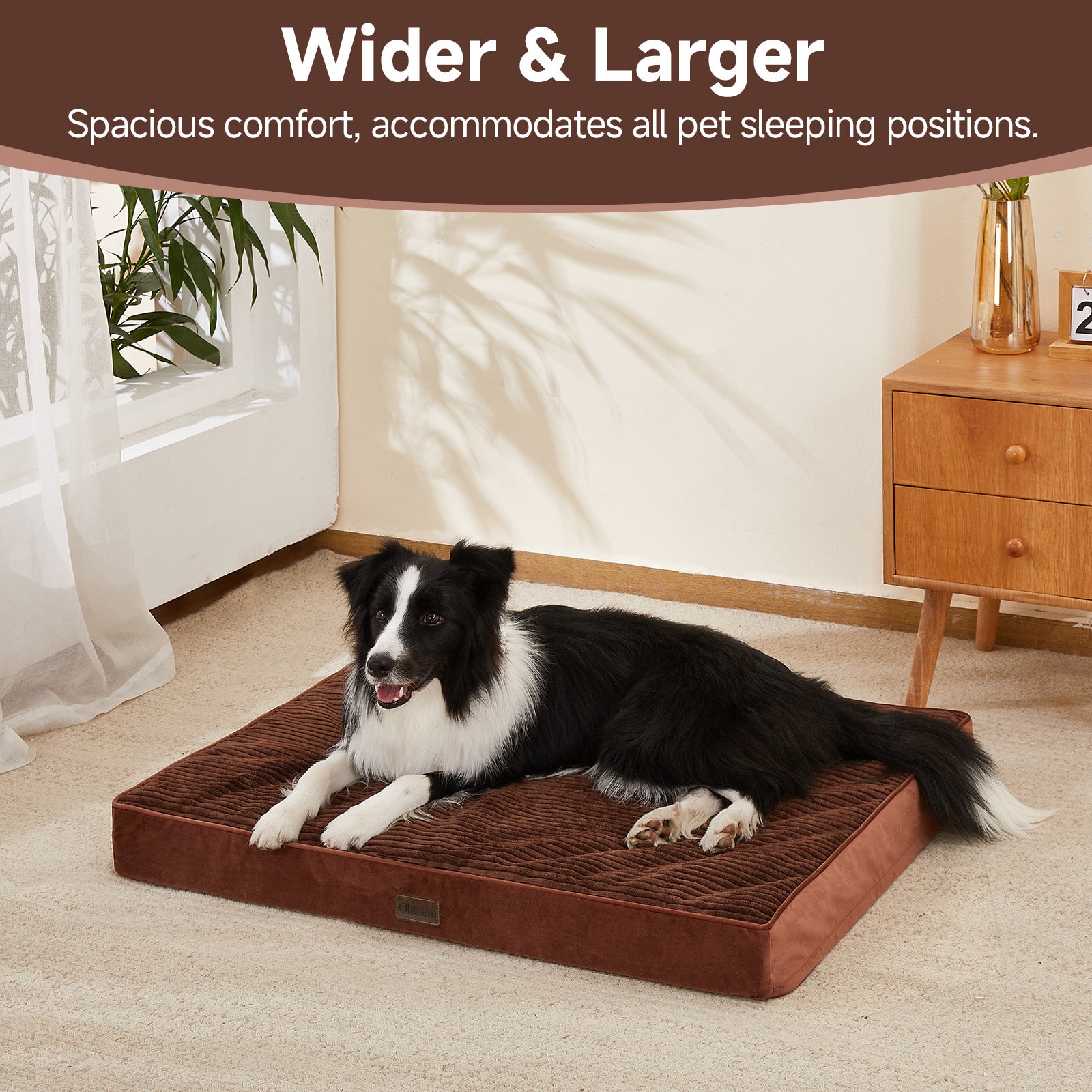 OhGeni | Orthopedic Waterproof & Machine Washable Dog Bed | 36 Inches | Brown