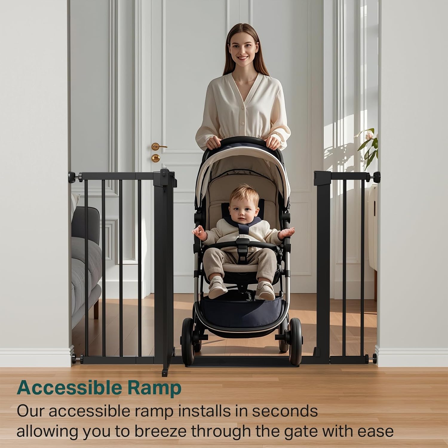 Cumbor | Safety Gate | 29.7-48"W x 30.5"H | Black - aborderproducts