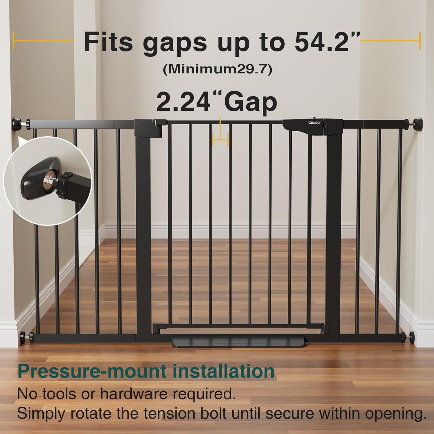CUMBOR | SAFETY GATE | 29.7-54.2 x 30.5" | BLACK - aborderproducts