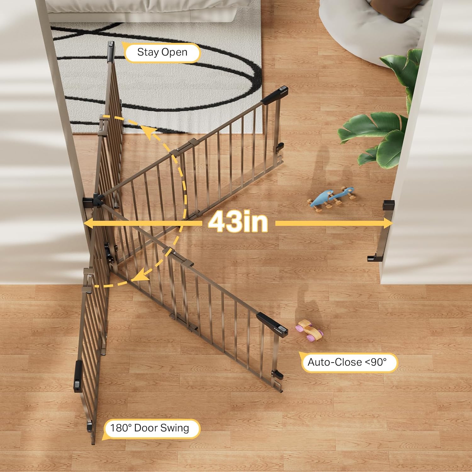 Cumbor | Safety Gate | No Bottom Bar | 29.2-43" | Brown - aborderproducts