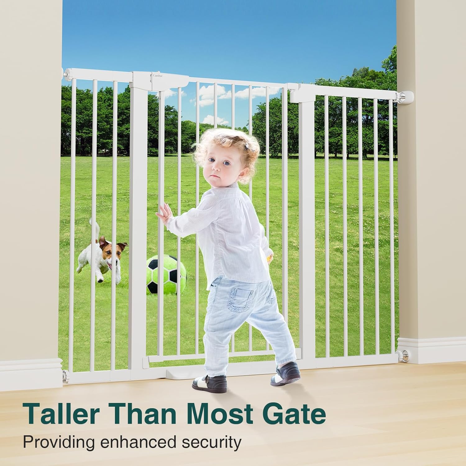 CUMBOR | SAFETY GATE | 29.7-54.2"W x 36"H | WHITE - aborderproducts