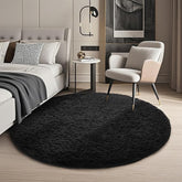 Ophanie Round Rug 4Ft Black Circle Area Rug, Room Decor for Men, Fluffy Fuzzy Bedroom Carpet, Plush Soft Shaggy Living Room Rugs for Kids Home Decor Aesthetic, Nursery - aborderproducts