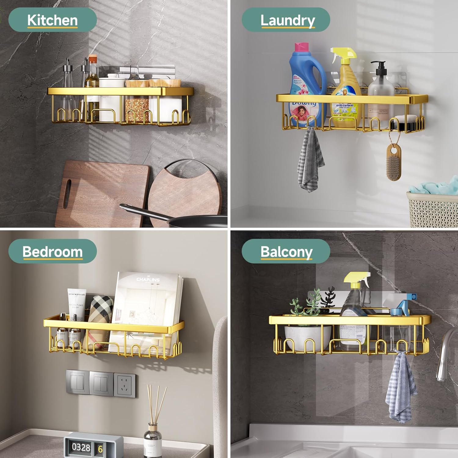 Veken | Shower Caddy | 5-Pack | Gold - aborderproducts