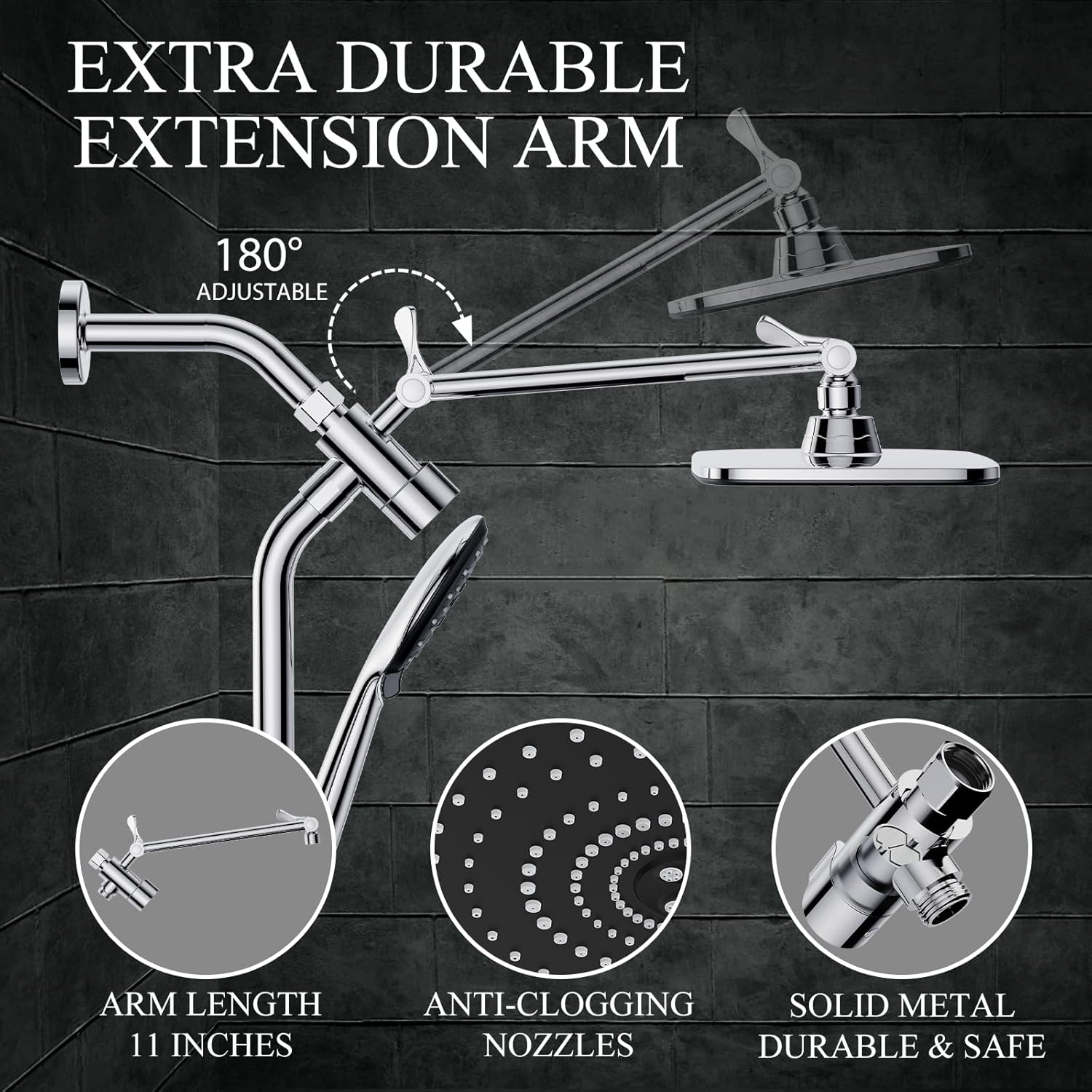 Veken | Shower Head Combo| 12inch | Silver Chrome - aborderproducts