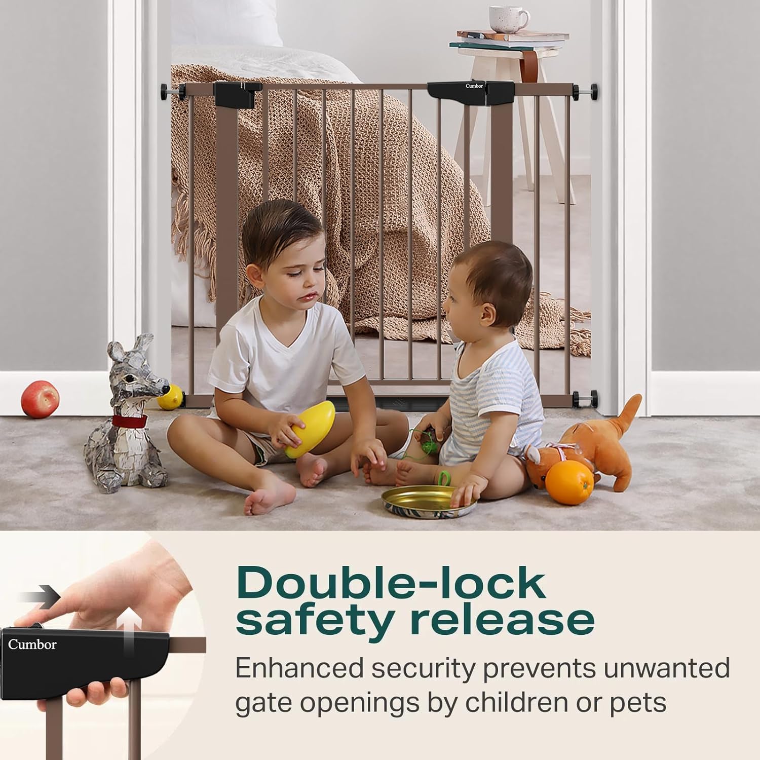 Cumbor | Safety Gate |  29.7-40.6"W x 30.5"H | Brown - aborderproducts