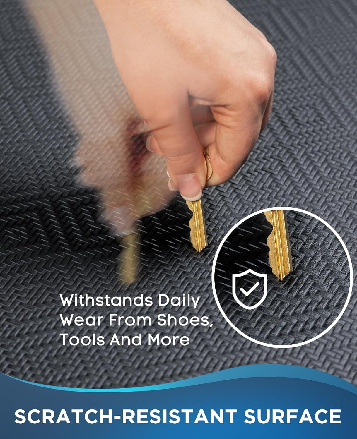 Ophanie | Anti Fatigue Standing Cushioned Mat | 24'' x 70'' | Black