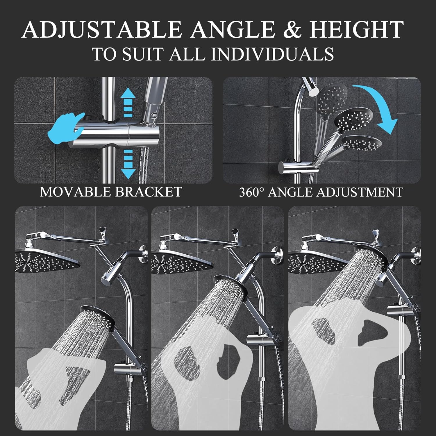 Veken | Shower Head Combo | 11.8 Inch | Silver Chrome - aborderproducts