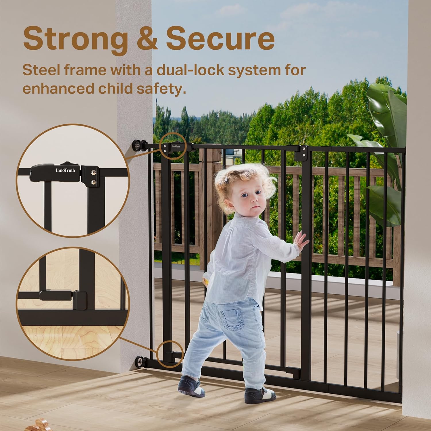 InnoTruth | Baby Gate | 28.9-42.1" | 30" Tall | Black - aborderproducts