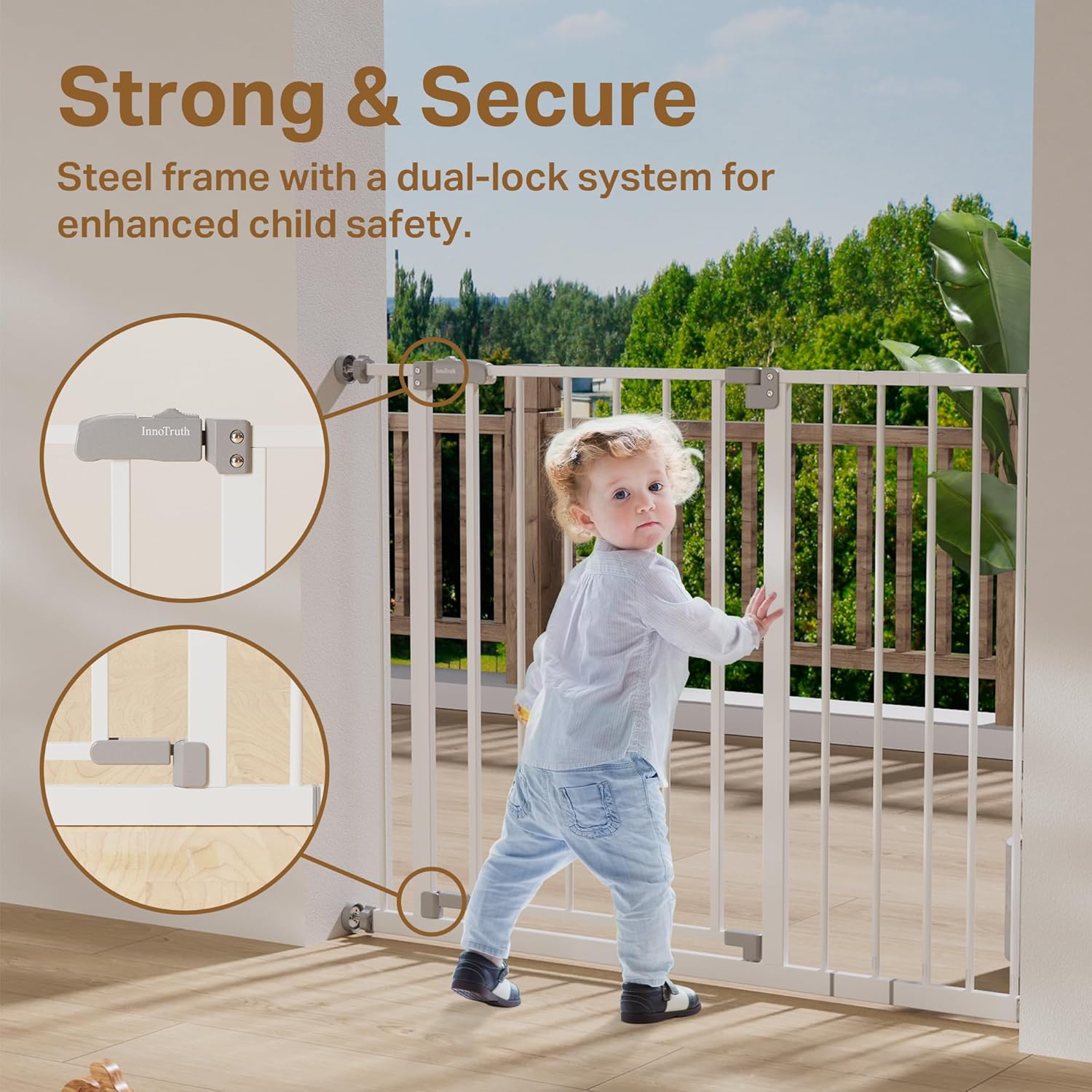 InnoTruth | Baby Gate | 28.9-42.1" | 30" Tall | White - aborderproducts