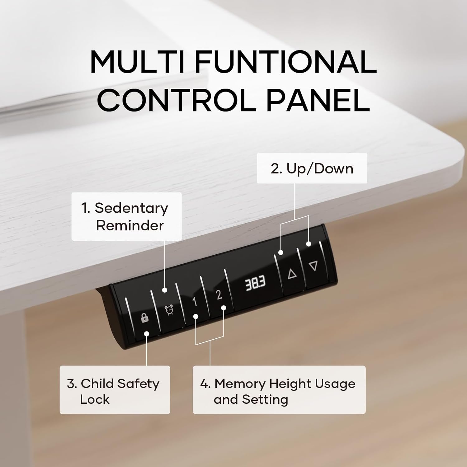 Veken | Electric Standing Desk | 48 Inch | White - aborderproducts
