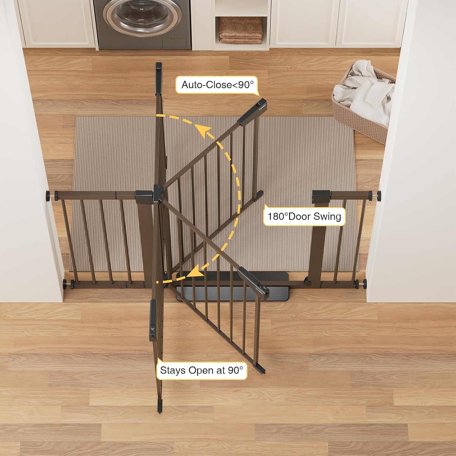 Cumbor | Safety Gate | 29.7-48"W x 30.5"H | Brown - aborderproducts